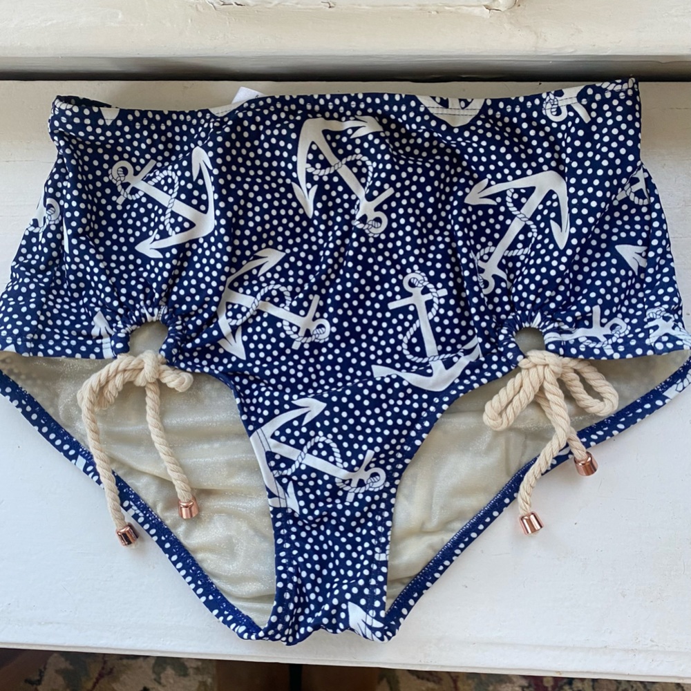 Betsey Johnson vintage nautical bikini high waisted xs - Picture 3 of 10